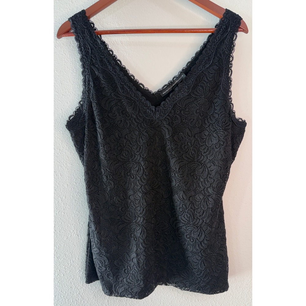 White House Black Market Black Lace Camisole Tank Top Whimsigoth Grunge Large